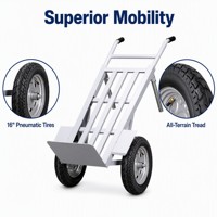 Chariot de transport à deux roues en fer personnalisable GY OEM, chariot à plateforme plate à grande roue, à traction manuelle pour