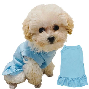 Vêtements d'été pour animaux de compagnie, robe pour chien sans manches, robe pour chiot, robe décontractée à volants pour chien, robe unie - Product Image 5