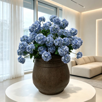 Fausse plante d'hortensia bleu boule de neige en pot, fleur artificielle de simulation, bonsaï pour la décoration moderne de la maison, du hall et du bureau