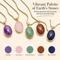 Collier pendentif en pierre précieuse naturelle taille ovale avec chaîne serpent plaquée or, idéal pour le quotidien, vente en gros