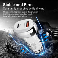 Chargeur de voiture à charge rapide 38W 20W avec ports Type-A et Type-C, adaptateur de chargeur de voiture USB intelligent double QC 3.0 PD pour téléphone portable
