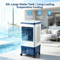 Ventilateur sur pied OEM personnalisé avec réservoir d'eau en plastique de 20 L, alimenté à l'énergie solaire renouvelable, économie d'énergie, refroidissement rapide, purificateur d'air