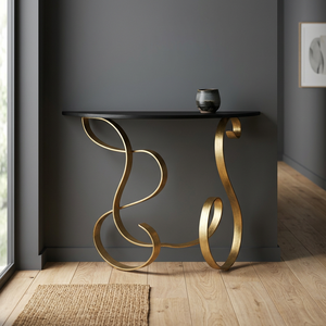 <b>Modern</b> Brass <b>Coffee</b> <b>Table</b> <b>Black</b> Metal Top Living Room Furniture Decorative Metal Frame Design - Product Image 1