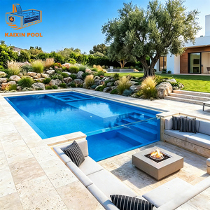 Piscina Exterior Grande Personalizada para Terraza <span class=keywords><strong>de</strong></span> 8m 10m con Jacuzzi, Spa <span class=keywords><strong>de</strong></span> Hidromasaje, Casco <span class=keywords><strong>de</strong></span> <span class=keywords><strong>Fibra</strong></span> <span class=keywords><strong>de</strong></span> Vidrio Enterrado - Product Image 3