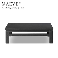 Table basse carrée moderne en bois massif noir, table centrale en bois, table basse de salon, table à thé de faible hauteur