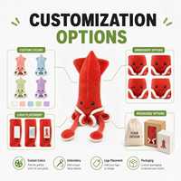 Jouet à mâcher en peluche en forme de calmar marin personnalisé, fourni directement par l'usine, fabricant OEM ODM, jouet pour chien et chat, marque privée personnalisée