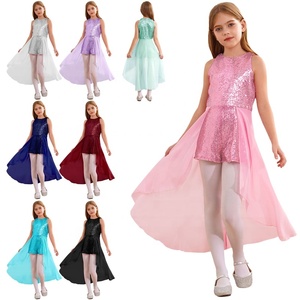 Robe de soirée élégante pour filles, sans manches, courte, de luxe, une pièce, avec paillettes, pour les enfants de 6 à 16 ans - Product Image 1