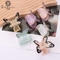 Pince à cheveux en forme de papillon faite à la main avec logo personnalisé pour femmes, pince requin pour chignons arrière, accessoire capillaire pour filles