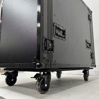 OEM All Black 16U Rack Mount Flight Case untuk Server Kurang dari 80cm dengan Roda Hitam 4 Inci dan Tutup Depan dan Belakang yang Dapat Disatukan