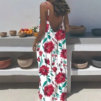 Robe longue décontractée pour femmes à imprimé léopard, bretelles spaghetti, dos nu, ample et confortable, idéale pour les vacances