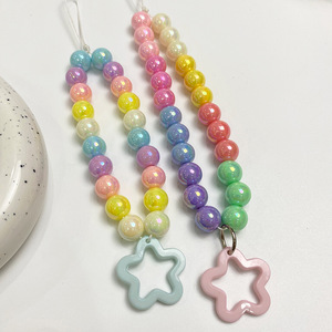 <b>Rainbow</b> Coated Solid Acrylic Beads Mixed Colors Smooth Hole Design for DIY Phone Lanyards and Craft Beading - Product Image 3