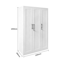 Armoire en acier profilé au design moderne, 3 portes verrouillables, armoire de rangement pour vêtements en métal pour la chambre à coucher, la maison ou l'hôtel