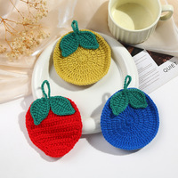 Sous-verres et sets de table en laine crochetée faits à la main, style dessin animé mignon, tendance, décoration de table à manger, isolation thermique