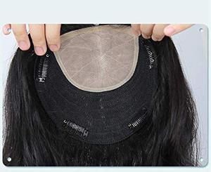 Largo y rizado cabello humano Remy ondulado Topper Base corona pelo pieza Clip en seda peluca llena de encaje suizo europeo de la onda del cuerpo del pelo pequeña - Product Image 1
