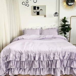 Juego de Ropa de Cama de Lino Puro al por Mayor, Sábana Decorativa, Funda de Edredón con Encaje, Falda de Cama a Juego, Cubrecama Estilo Funda de Cama - Product Image 3
