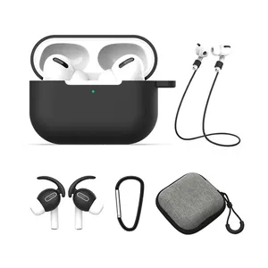 5 In1 Set silikon tam koruma kulaklık çantası kayış kulak kancası kulaklık şarj kutusu kasa 5 in 1 çanta için Airpods Pro