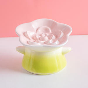 Alimentador lento de alimentación animal personalizable para cachorros, cuenco de flores para perros y gatos con comida bonita elevada de cerámica - Product Image 6