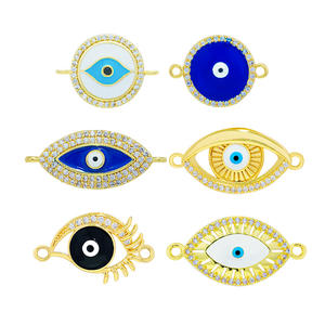 DIY 18K liontin mata Turki keberuntungan berlapis emas asli perlengkapan buatan tangan zirkonia kubik dekoratif Enamel mata jahat Yunani jimat - Product Image 6