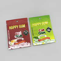 Sachet d'emballage alimentaire personnalisé, pochette à trois soudures imprimée, sachet plat en Mylar pour bonbons et chewing-gums, petit sac d'emballage plastique thermosoudable avec anse