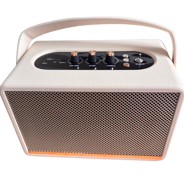Leather Retro HiFi Speaker, Independent Volume Bass Treble Control, Outdoor Portable Audio Blue Tooth Speaker