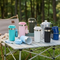 Mug de voyage isotherme personnalisé en céramique sans BPA de 500 ml avec couvercle à paille rabattable