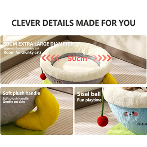 Upgraded striped corrugated dot sleeping bag nest double-sided imitation rabbit <b>plush</b> autumn and winter warm <b>cat</b> nest sleeping p - Product Image 2