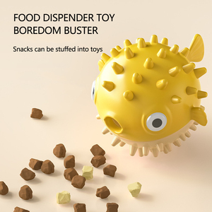 귀여운 TPR 탄성 퍼프 피쉬 모양 장난감 강아지 바운스 볼, 벨 소리가 나는 인터랙티브 간식 배출 장난감 (강아지용) - Product Image 5