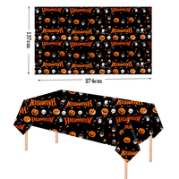 Taplak Meja Plastik Sekali Pakai Bentuk Persegi Panjang Motif Labu Halloween 137x274cm untuk Dekorasi Pesta Halloween