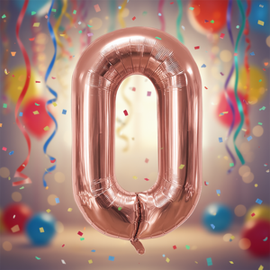 Ballon en feuille métallique rose doré numéro 0 de 100 cm pour décoration de fête d'anniversaire - Product Image 3