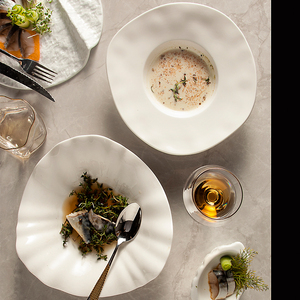 Platos de Cerámica para Ensaladas, Platos Especiales para Restaurantes, Vajilla de Estilo Clásico Francés, Plato con Borde Ondulado, Vajilla para Sopa - Product Image 2