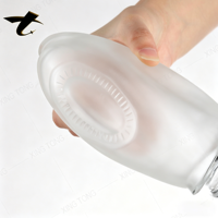 Bouteilles de vin en verre décoratif givré transparent personnalisables avec couvercles sérigraphiés, 700 ml et 500 ml