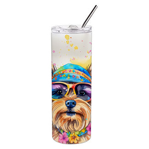 Vaso Delgado de Acero Inoxidable Yorkshire Terrier Hippie Dawg - Product Image 1
