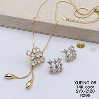 Ensemble de bijoux pour femmes XUPING, tendance, plaqué or 14 carats, collier, bracelet, boucles d'oreilles, CZ synthétique, ensemble de bijoux pour femmes