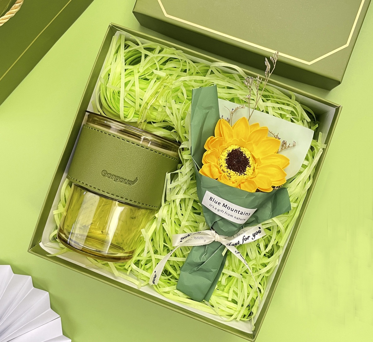 Green [straw cup+sunflower]