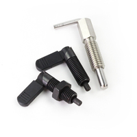 Piston d'indexage robuste 612, rétractable à ressort avec poignée en T, en acier M8 M10, finition oxyde noir, à action par came