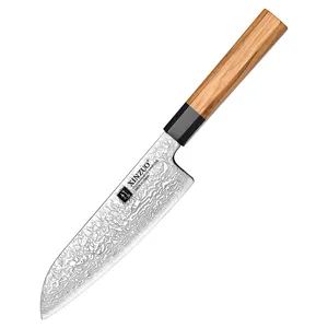 XINZUO New Damascus Steel Santoku Knife 7'' Japanese Kitchen Knives Olive Wood Handle