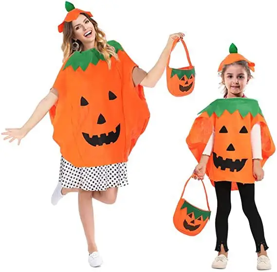 Halloween Kids Pompoen Kostuums 3 Stuks Kinderen Cosplay Feest Kleding Hoeden En Pompoenbakken