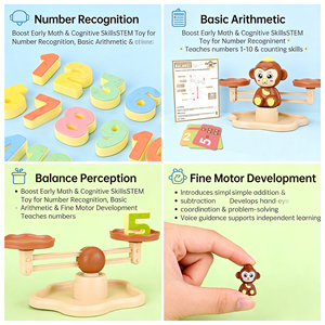 Balance numérique AiJH Dinosaure et Singe – Matériel d'apprentissage sensoriel préscolaire, jouets éducatifs mathématiques - Product Image 4