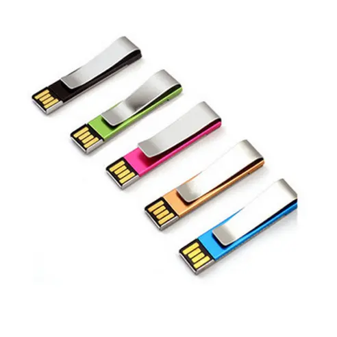 창조적 인 성격 USB 플래시 드라이브 독특한 금속 넥타이/클립/책 클립 디자인 2GB 용량 USB 2.0 3.0 인터페이스 프로모션 선물