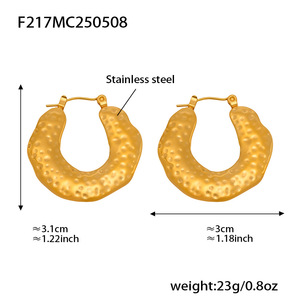 18K Real <strong>Gold</strong> Geometric Circular Earrings Stainless Steel Durable <strong>Ear</strong> <strong>Rings</strong> Stylish Hoop Loops Fashionable Textured for Parties - Product Image 5