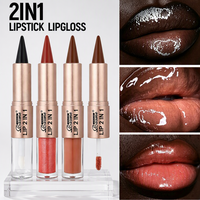 Crayon à lèvres 2-en-1 marron nude rose effet miroir, dégradé, mat, waterproof, pour un maquillage sexy
