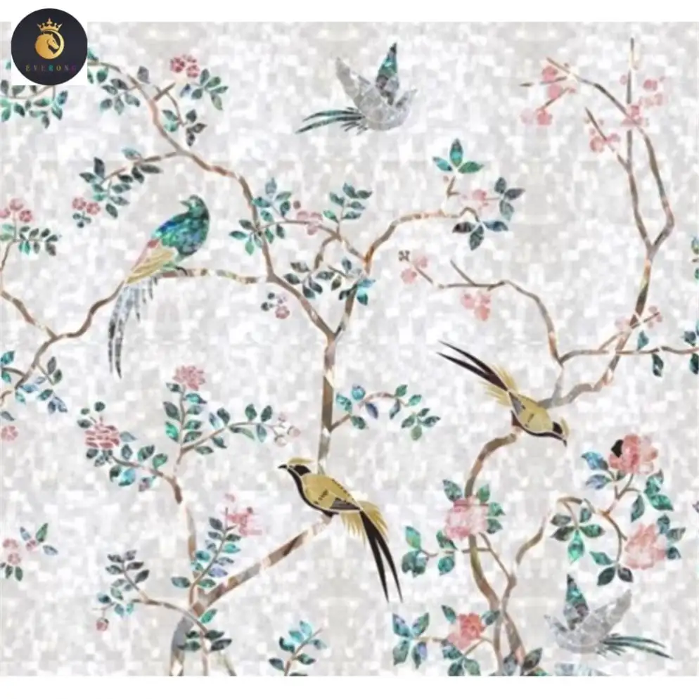 Individuelle Villa Innenausbau Luxus Vogel und Blume Marmor-Einlage Boden Medaillonsmuster