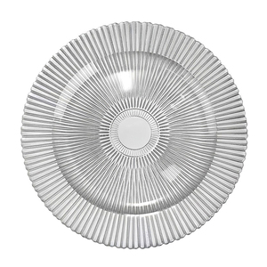 <span class=keywords><strong>Assiette</strong></span> de présentation en verre <span class=keywords><strong>vert</strong></span> <span class=keywords><strong>olive</strong></span> de 13 pouces pour mariages, événements, décoration de table, vaisselle décorative en verre côtelé - Product Image 4