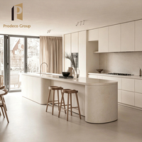 Meubles de cuisine en panneaux de mélamine, finition blanche moderne, pour projets de construction de villas et maisons complètes