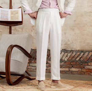 Completo Primaverile Estivo con Blazer e Pantaloni, Due Bottoni, Colore <span class=keywords><strong>Bianco</strong></span>, Motivo Occidentale, Alta Qualità, per Feste, Sposo, Matrimonio, Abiti Formali da Uomo - Product Image 4