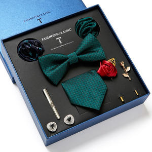 ISapromo cadeaux hommes cravate ensemble boîte-cadeau avec cravate noeud papillon poche carré boutons de manchette costume pour mariage fête affaires cravate pour hommes - Product Image 1