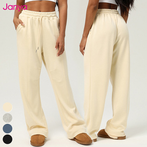 Quần tập yoga nữ Janya, quần thể thao mặc thường ngày, cạp cao, dây rút, ống thẳng, dáng rộng, mặt trước phẳng - Product Image 5