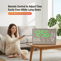 Jam Dinding LED Digital Minimalis Pintar dengan Remote Control, Temperatur, Tanggal, Hari, Timer Hitung Mundur, Dekorasi Meja Rumah Kantor