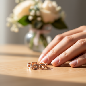 E3815 Anello da Cocktail in Oro Rosa per Donna, Lega con Micro Pavé di Zirconia Cubica, Elegante per Feste e Uso Quotidiano - Product Image 2