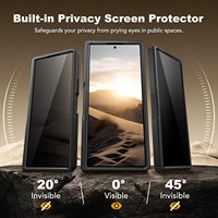 Étui TONGATE Armor Design TPU+PC pour Z Fold 7 avec protection d'écran anti-espion intégrée, cache-caméra coulissant et support – Qualité anti-espion